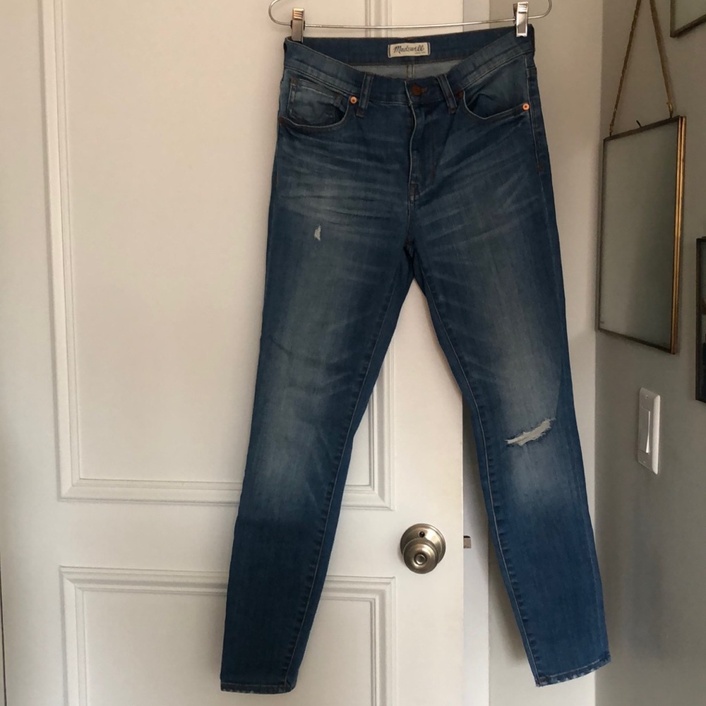 A Pair of Madewell High Riser Skinny Skinny Jeans